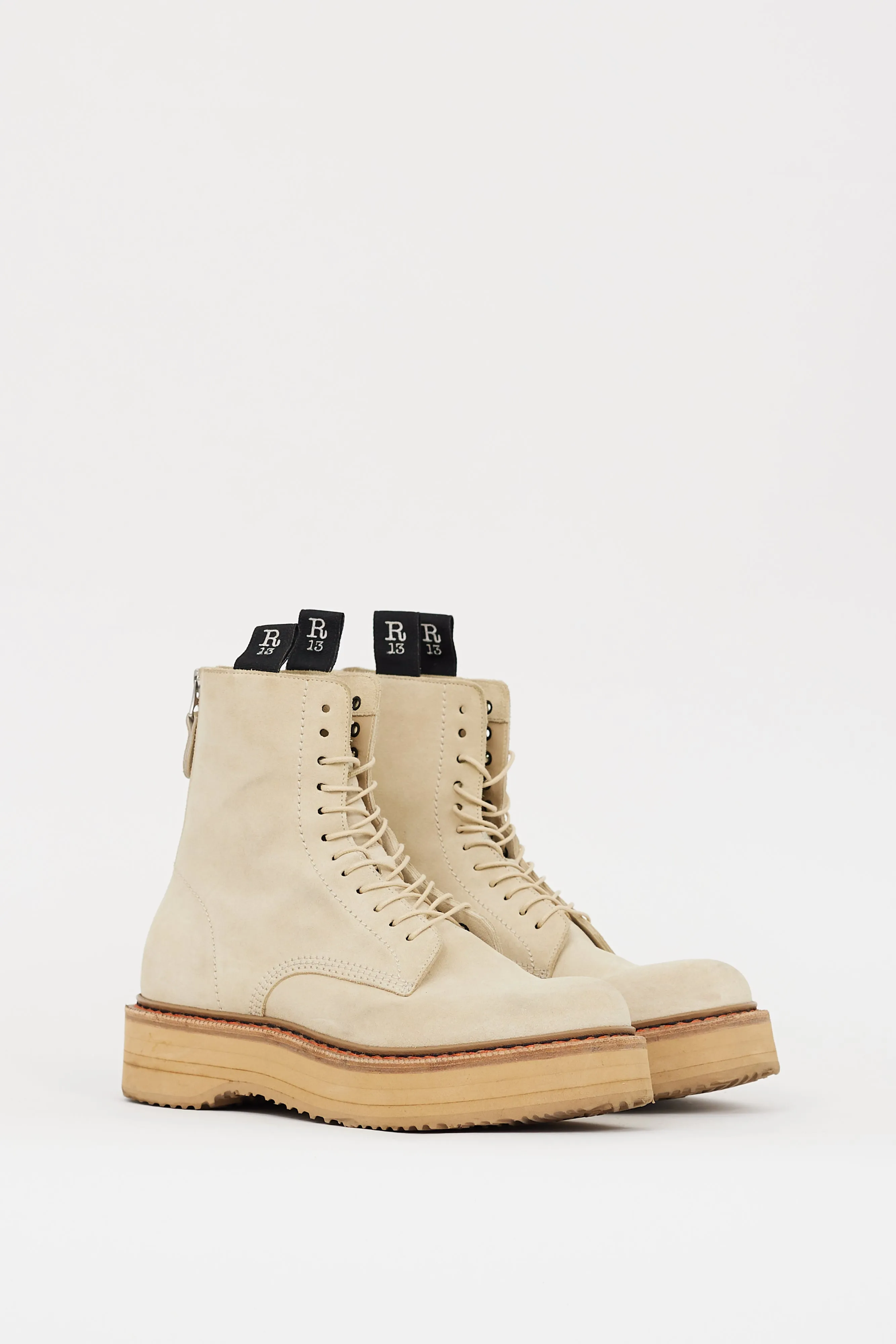Beige Suede Single Stack Boot