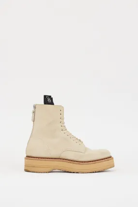 Beige Suede Single Stack Boot