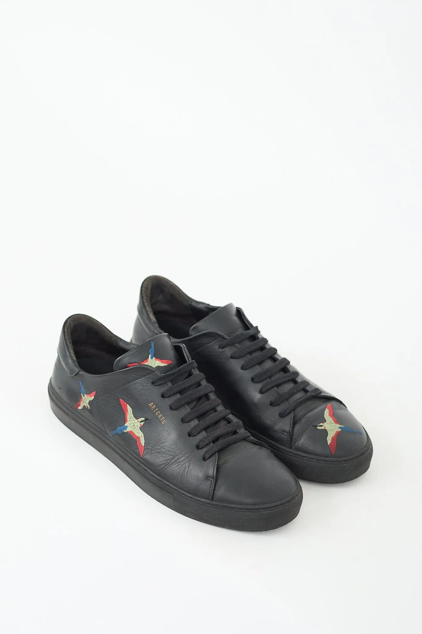 Black & Multicolour Leather Embroidered Sneaker