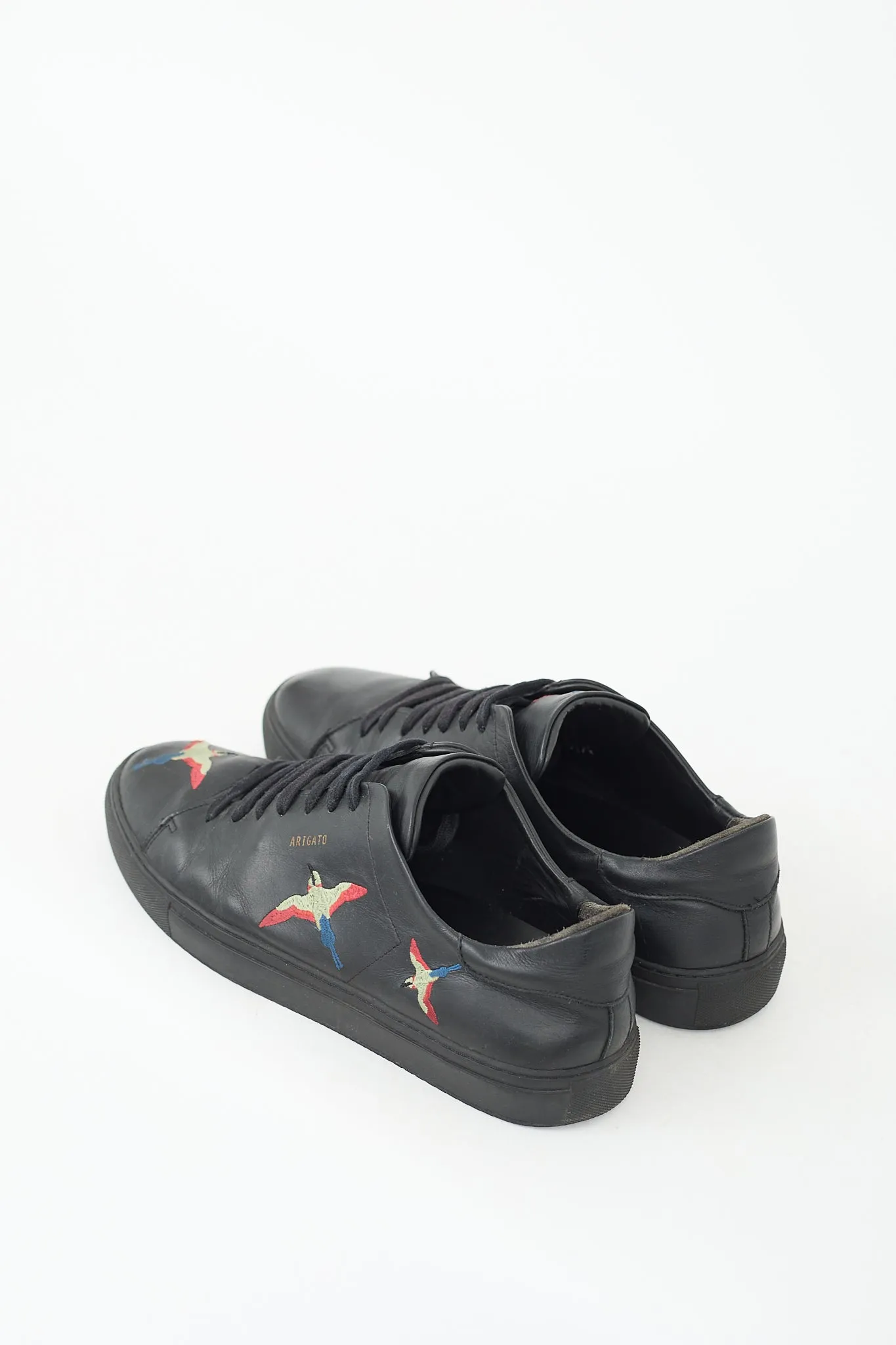 Black & Multicolour Leather Embroidered Sneaker