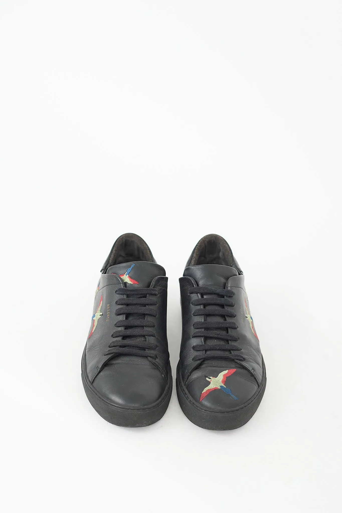 Black & Multicolour Leather Embroidered Sneaker