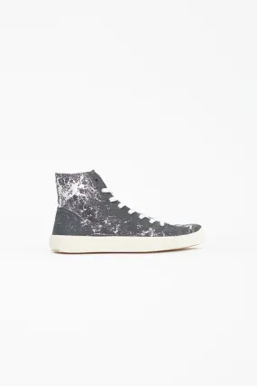 Black & Silver Painted Canvas Tabi Sneaker