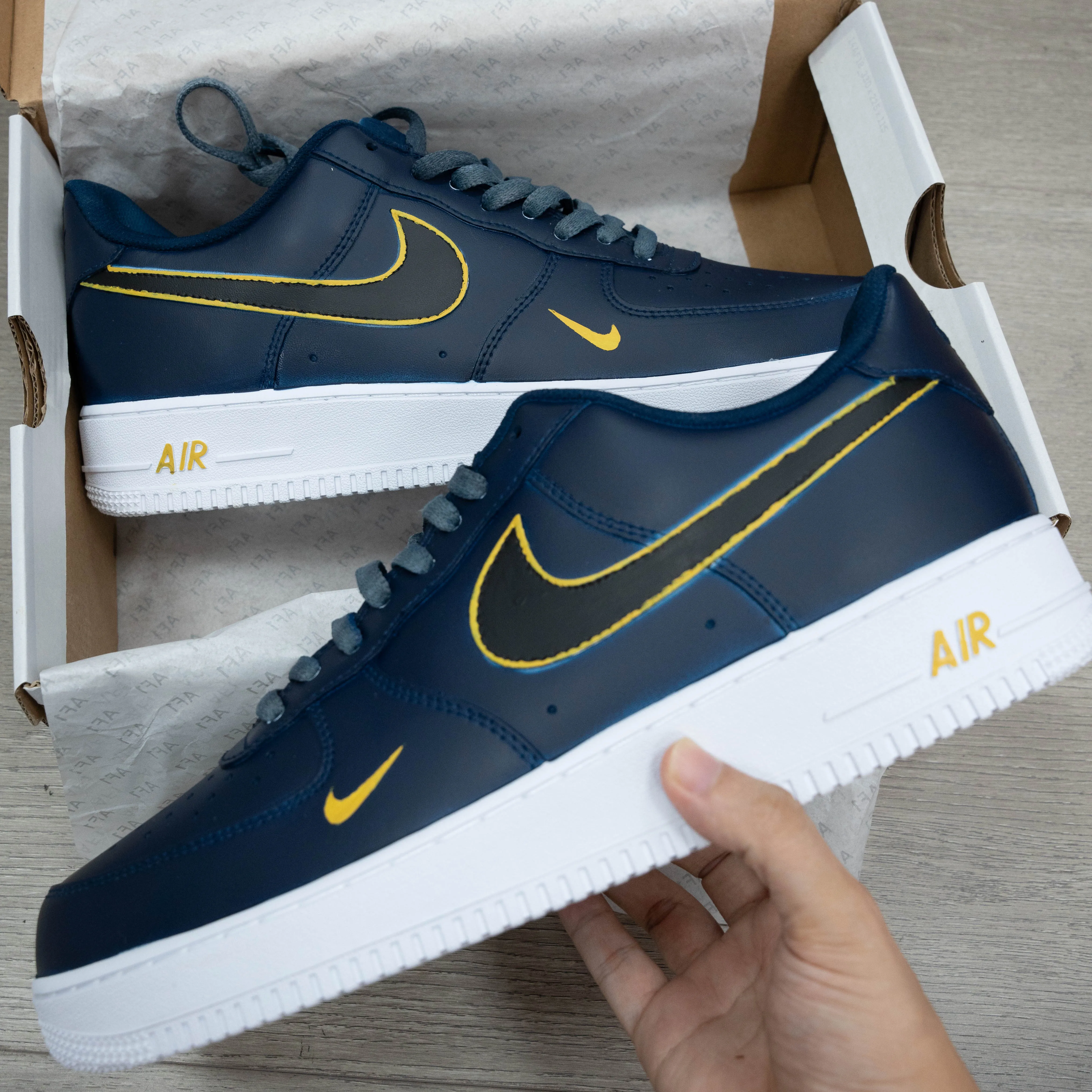Black Dark Blue Yellow Custom Air Force 1