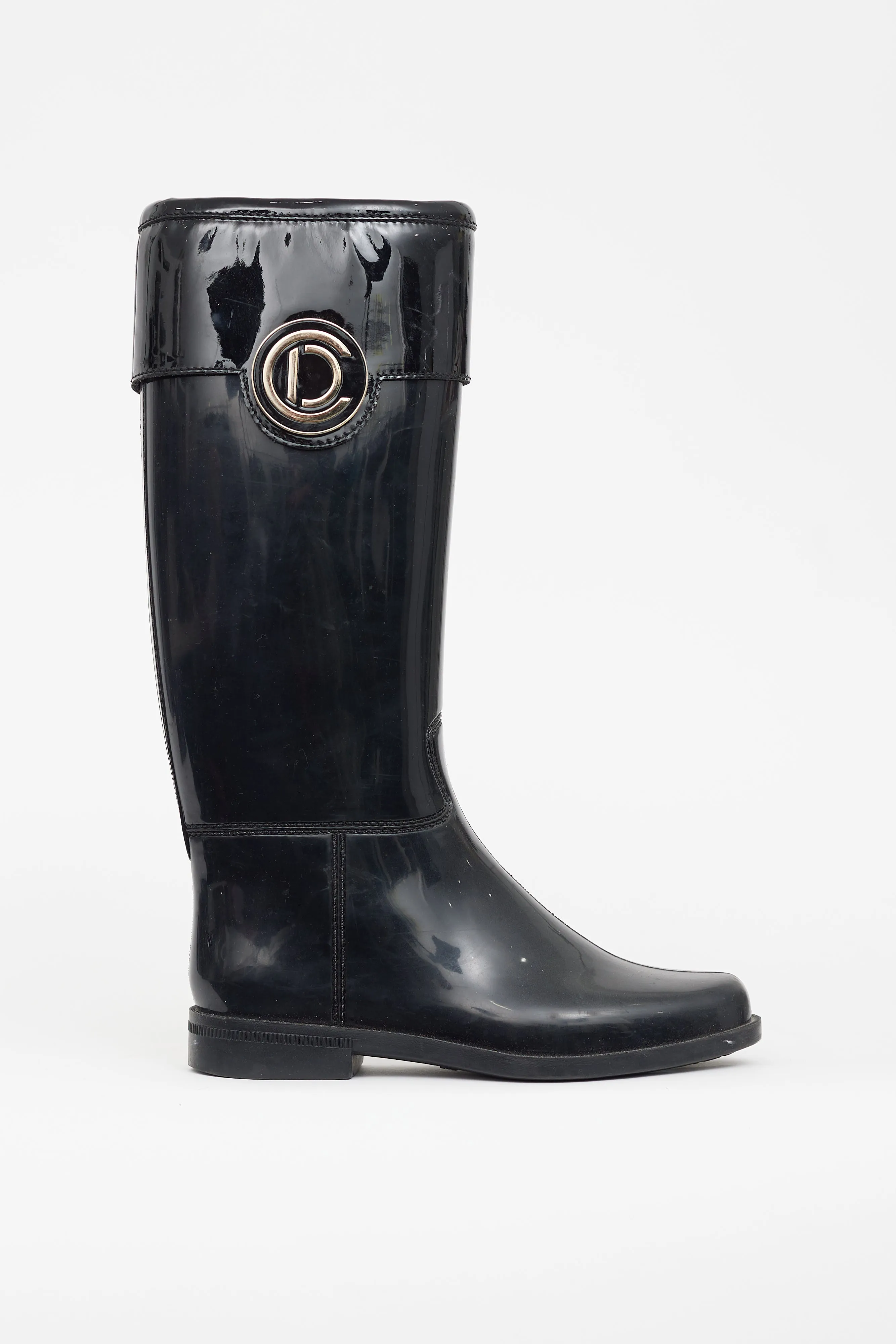Black Rubber Embellished Boot