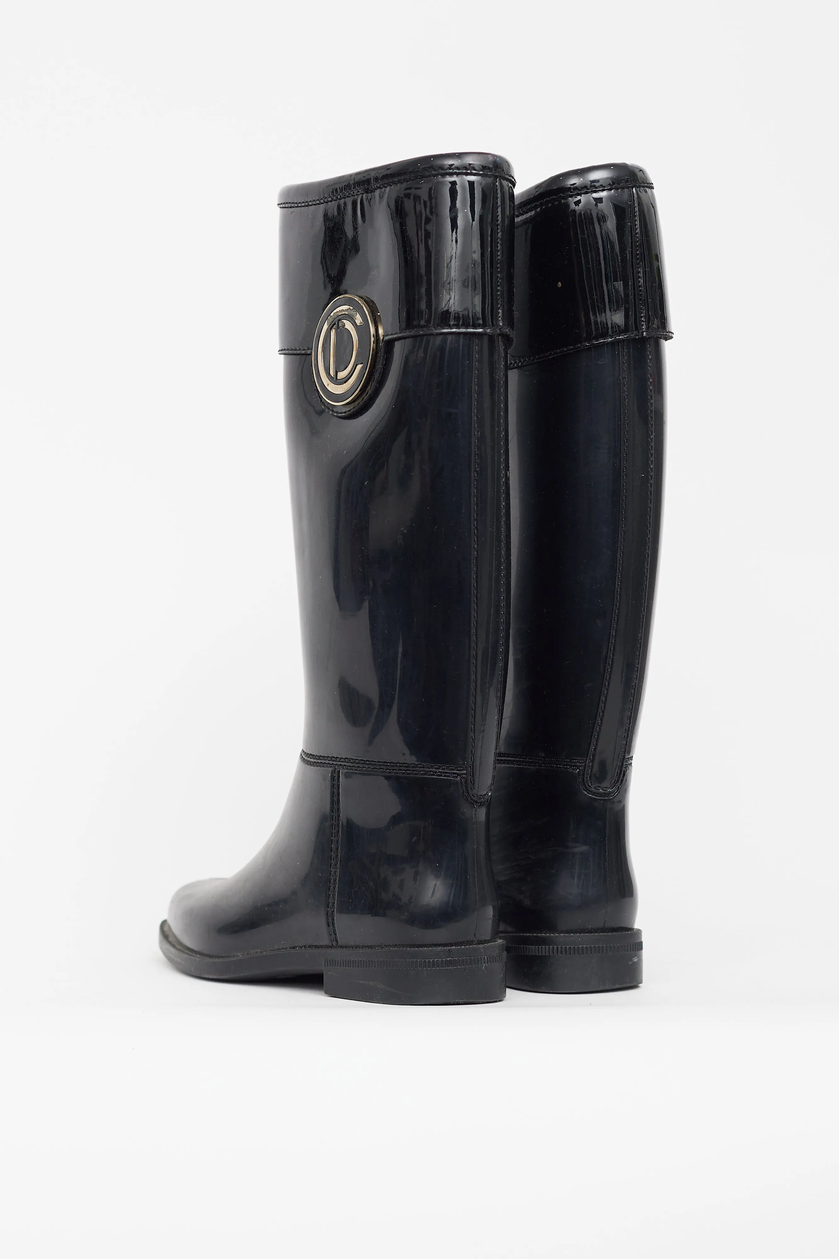 Black Rubber Embellished Boot