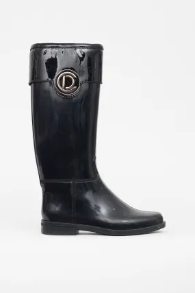 Black Rubber Embellished Boot