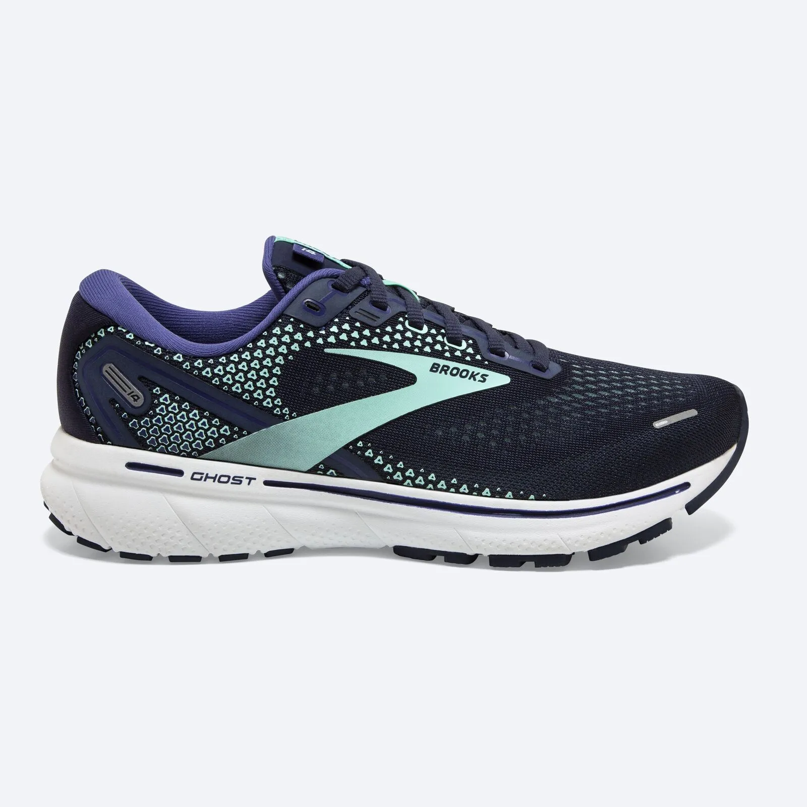 Brooks Womens Ghost 14 Sneakers Athletic Shoes Road Runners - Navy/Green