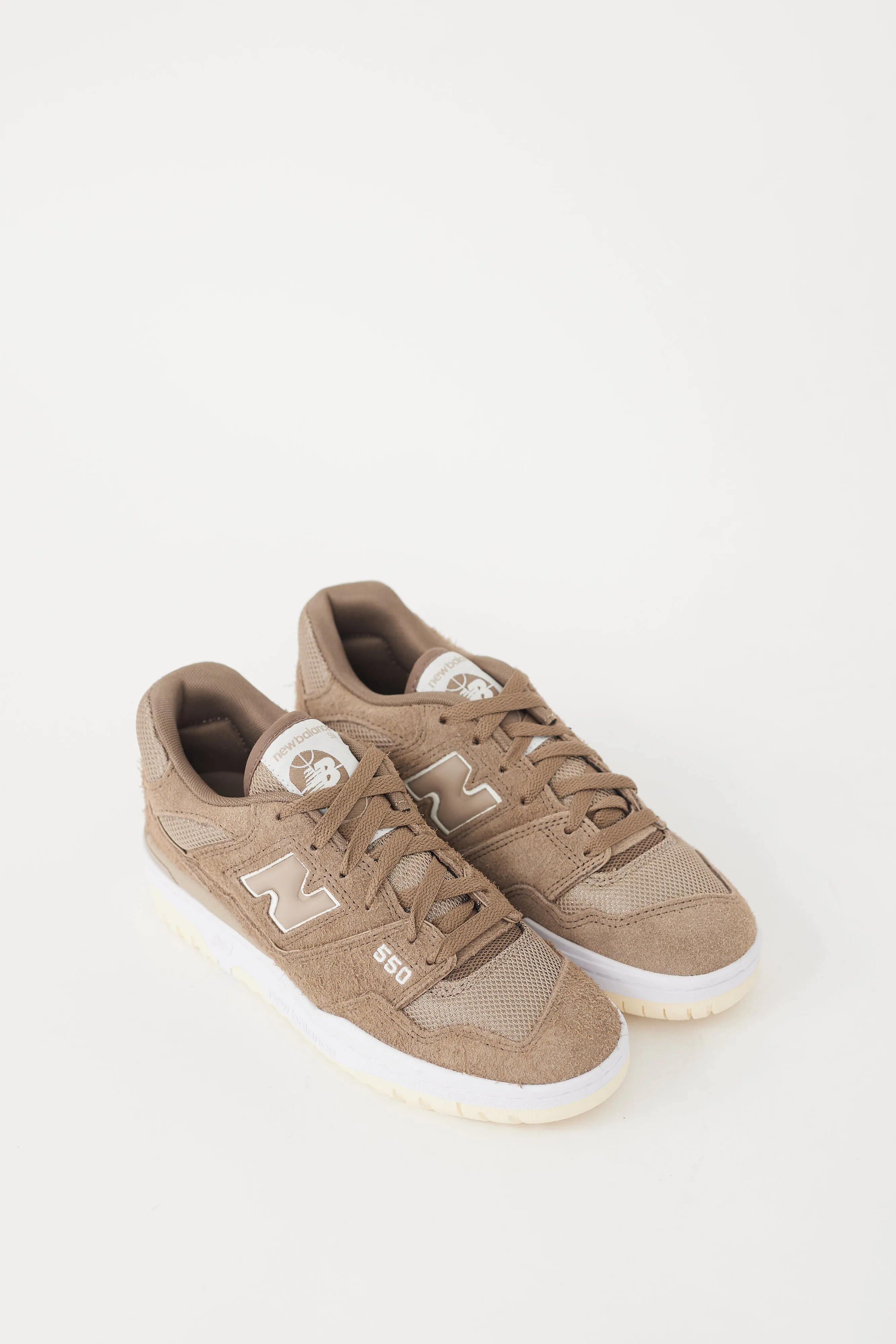 Brown & White Suede 550 Sneaker