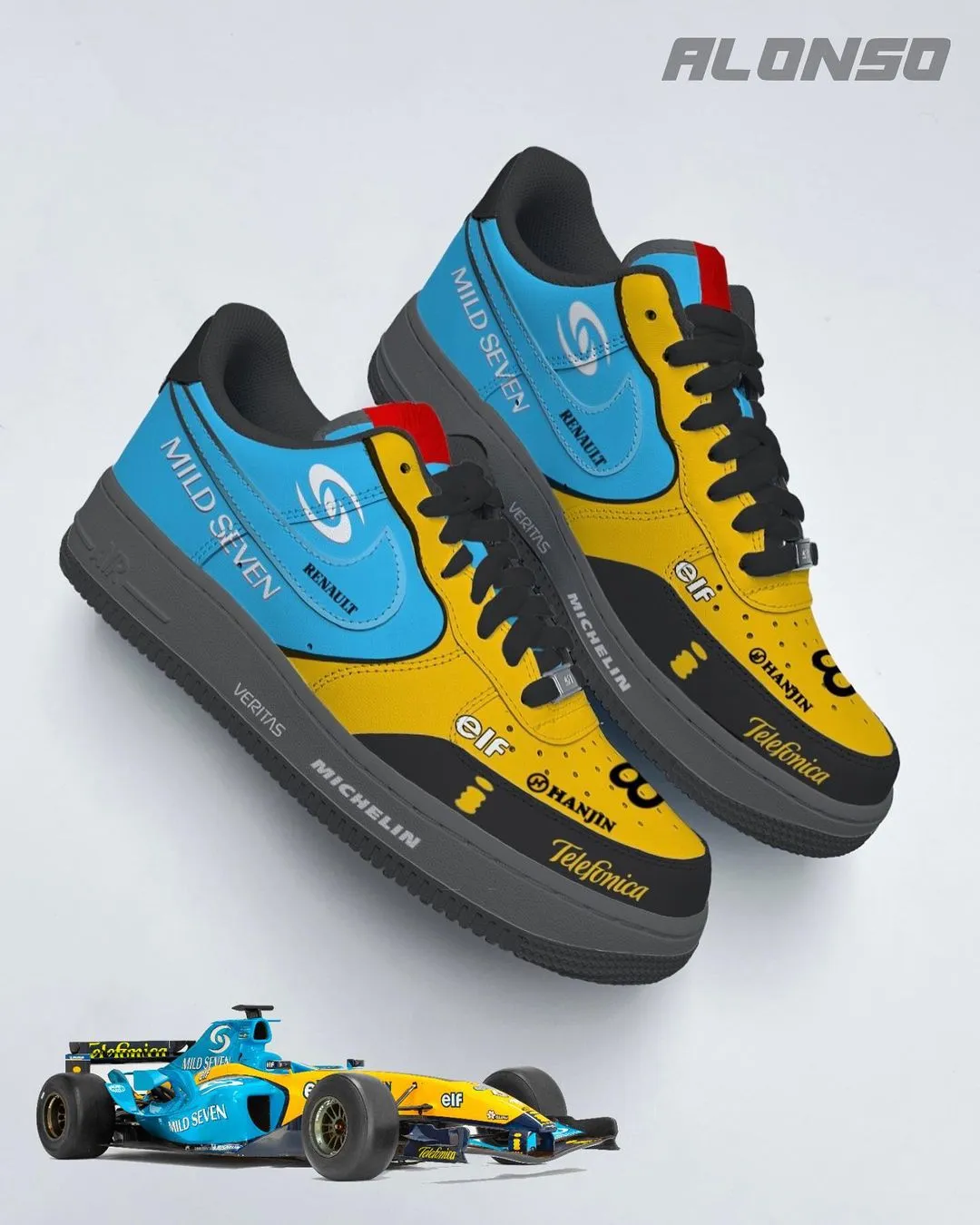 Car Color Blue Yellow Red Custom Air Force 1
