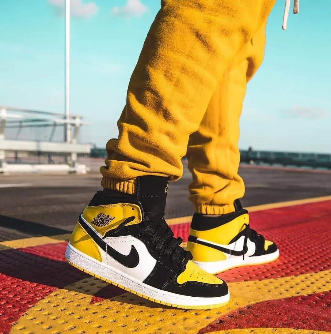 Custom Air Jordan 1 Black Yellow Sneakers