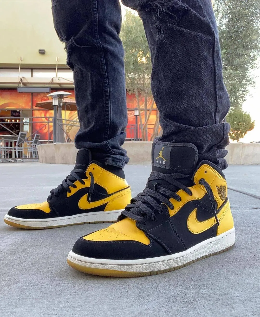 Custom Air Jordan 1 Black Yellow Sneakers