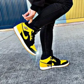 Custom Air Jordan 1 Black Yellow Sneakers