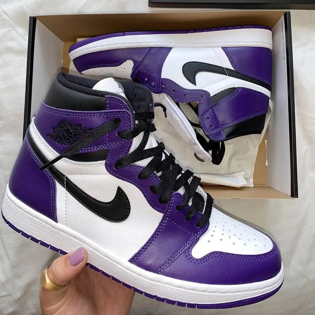Custom Air Jordan 1 White Toe Court Purple Sneakers