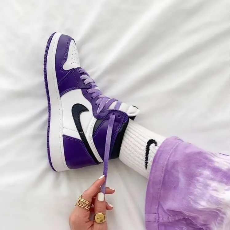 Custom Air Jordan 1 White Toe Court Purple Sneakers