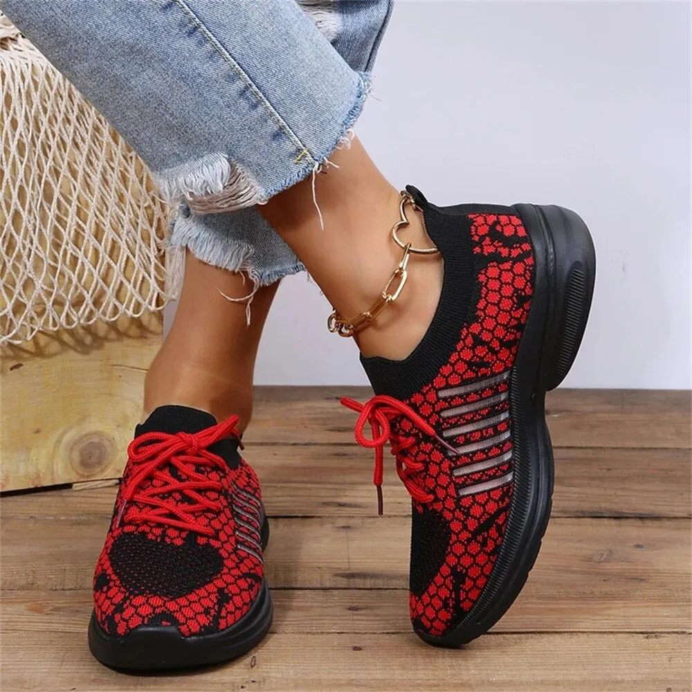 Cuzcare Women Running Orthopedic Shoes Mesh Elastic Collar Thick Platform Sneakers