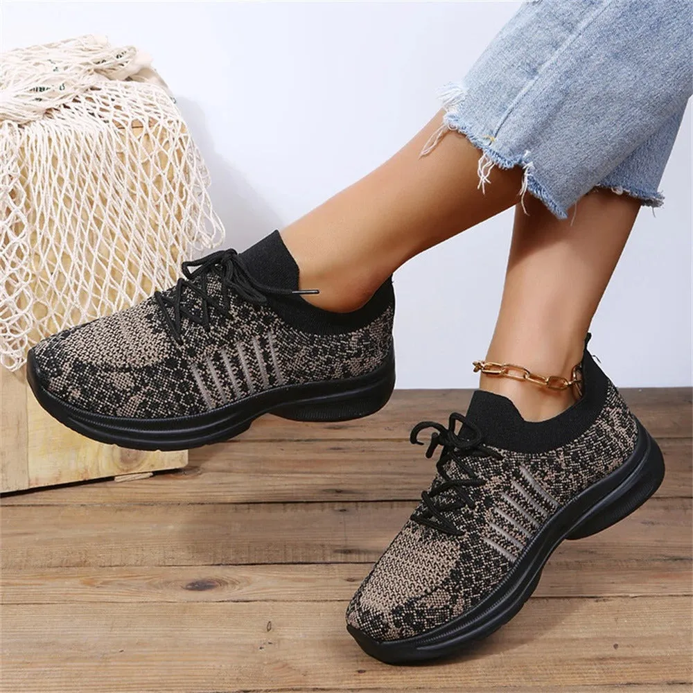 Cuzcare Women Running Orthopedic Shoes Mesh Elastic Collar Thick Platform Sneakers