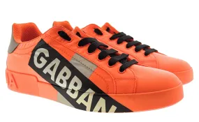 Dolce & Gabbana Men's Orange Logo Print Low-Top Sneakers-EU43.5