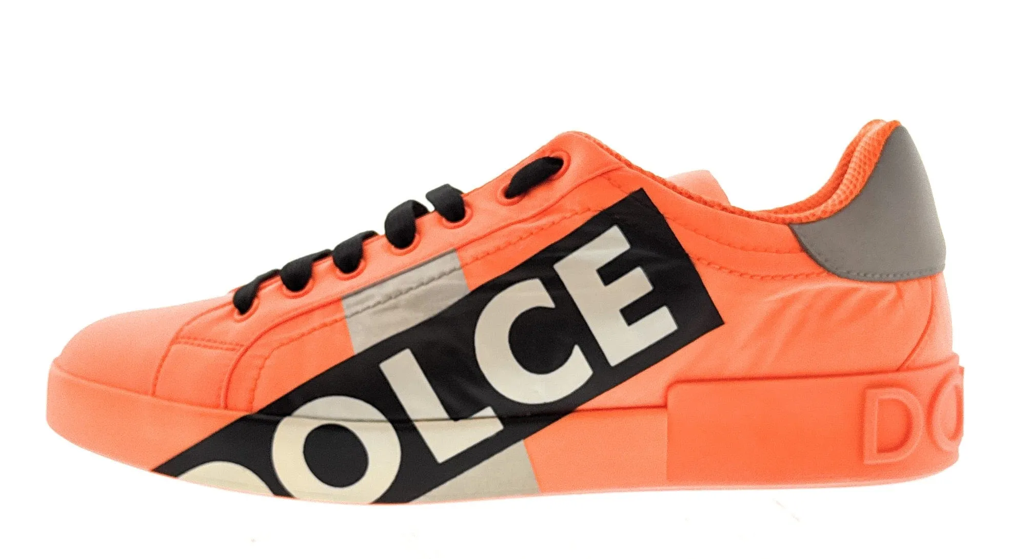 Dolce & Gabbana Men's Orange Logo Print Low-Top Sneakers-EU43.5