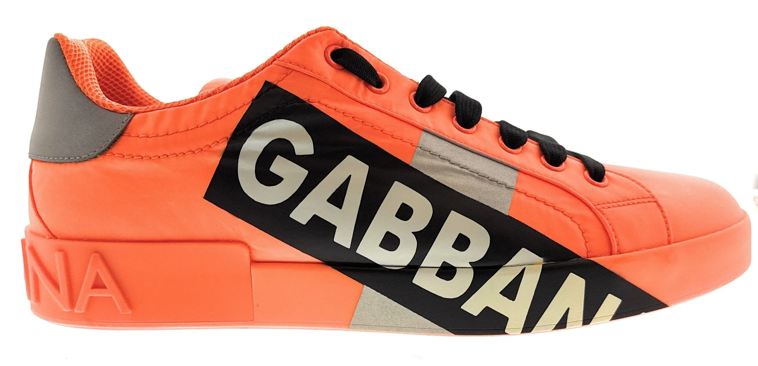 Dolce & Gabbana Men's Orange Logo Print Low-Top Sneakers-EU43.5