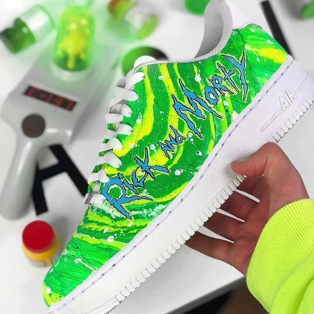 Graffiti Green Yellow Font Custom Nike Air Force 1