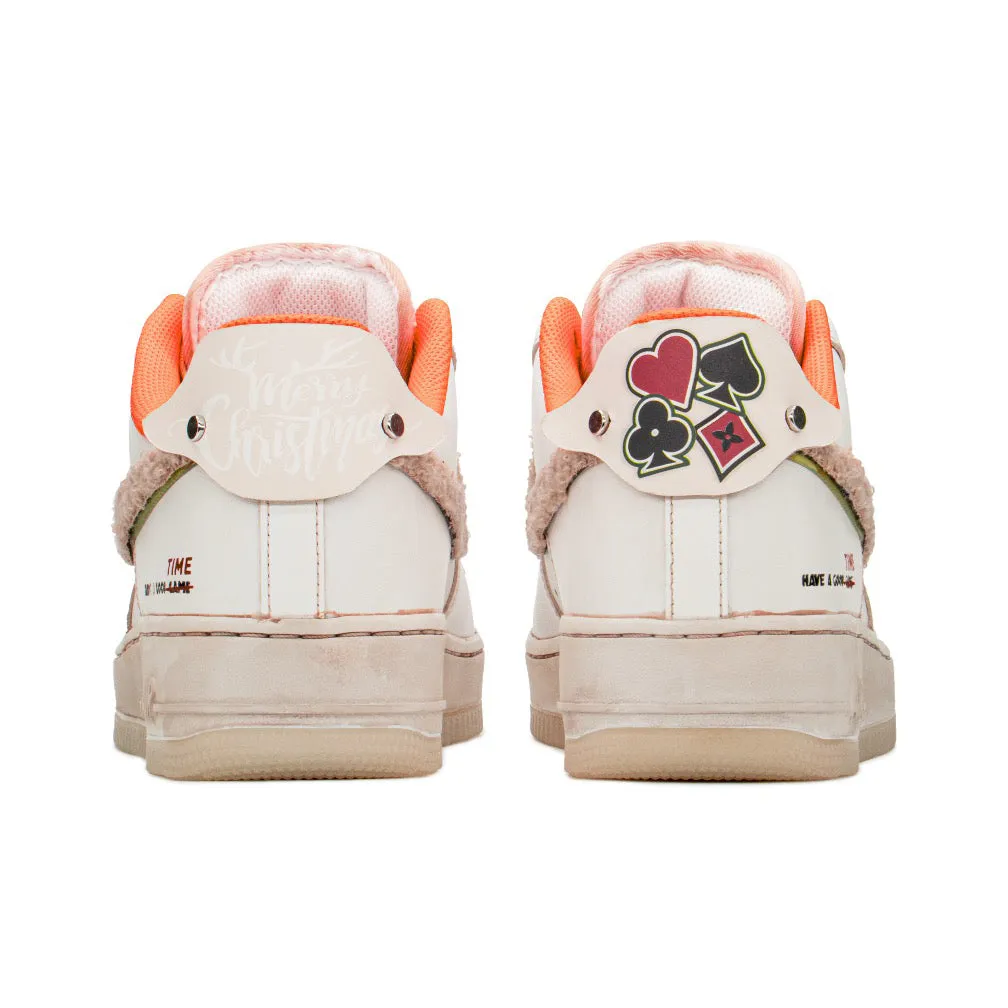 Orange Beige Christmas Xmas Gift Sneakers Custom Air Force 1