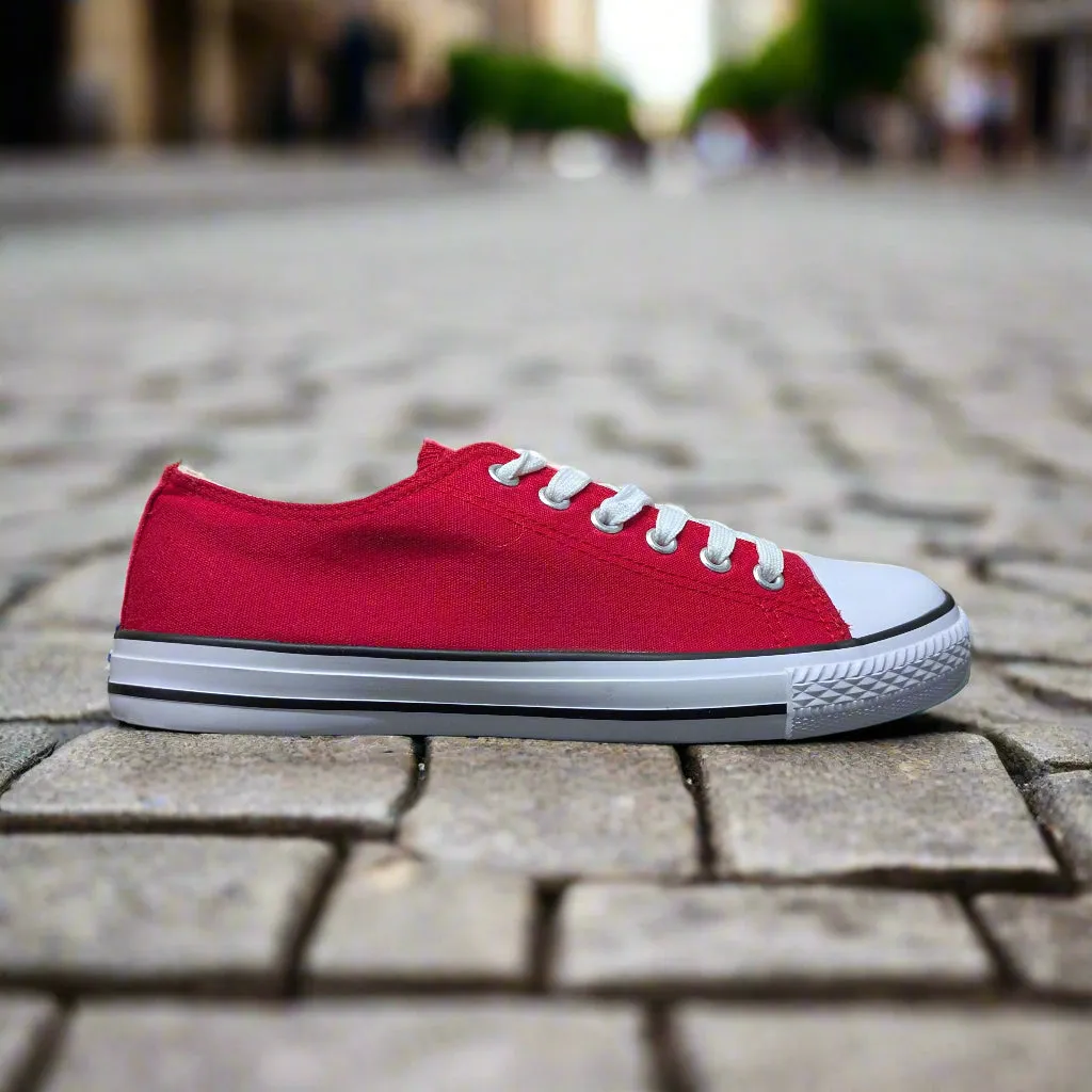 Red Canvas Trainers – Low Top Baseball Pumps Size UK 5 / EU 38 / US 7