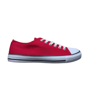 Red Canvas Trainers – Low Top Baseball Pumps Size UK 5 / EU 38 / US 7