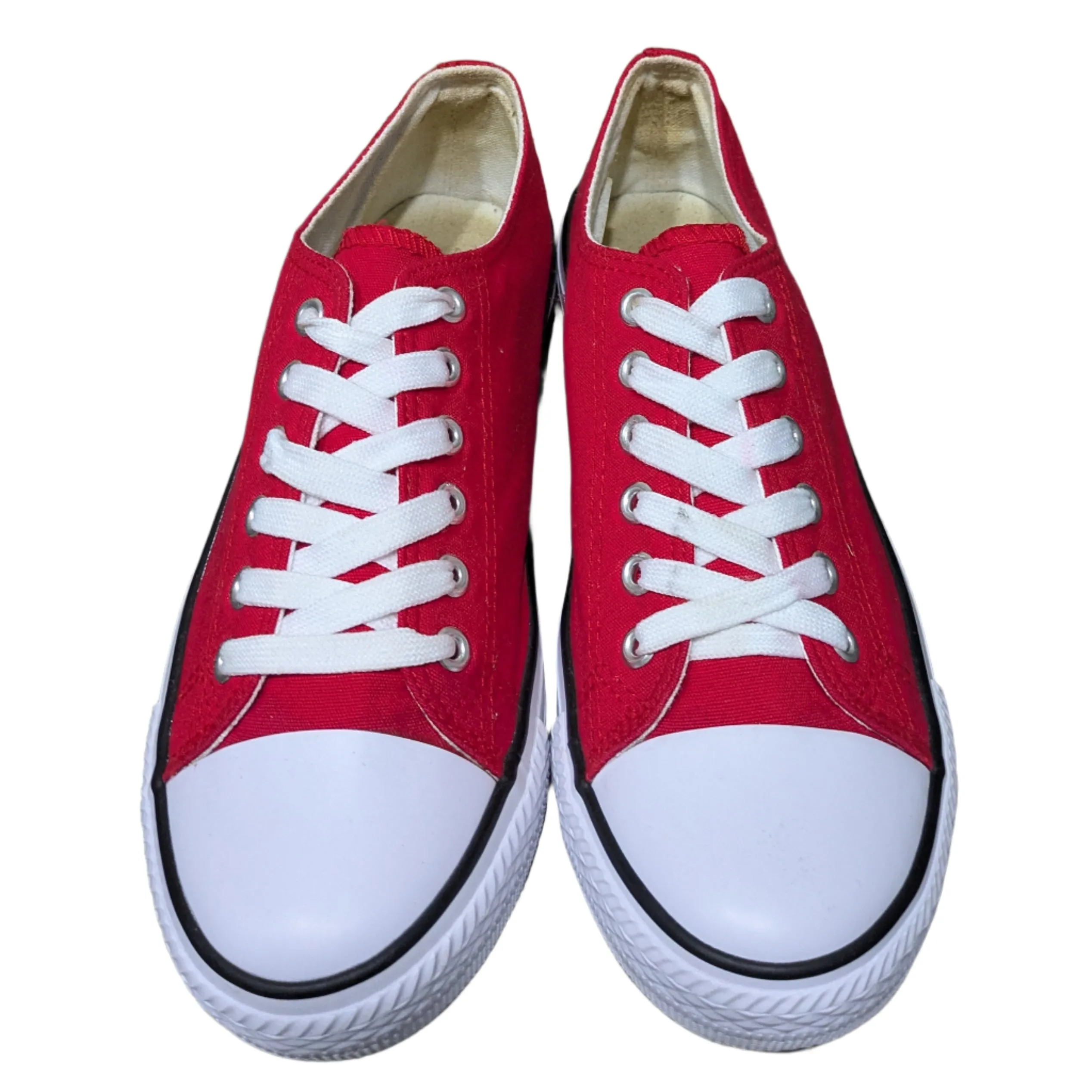 Red Canvas Trainers – Low Top Baseball Pumps Size UK 5 / EU 38 / US 7
