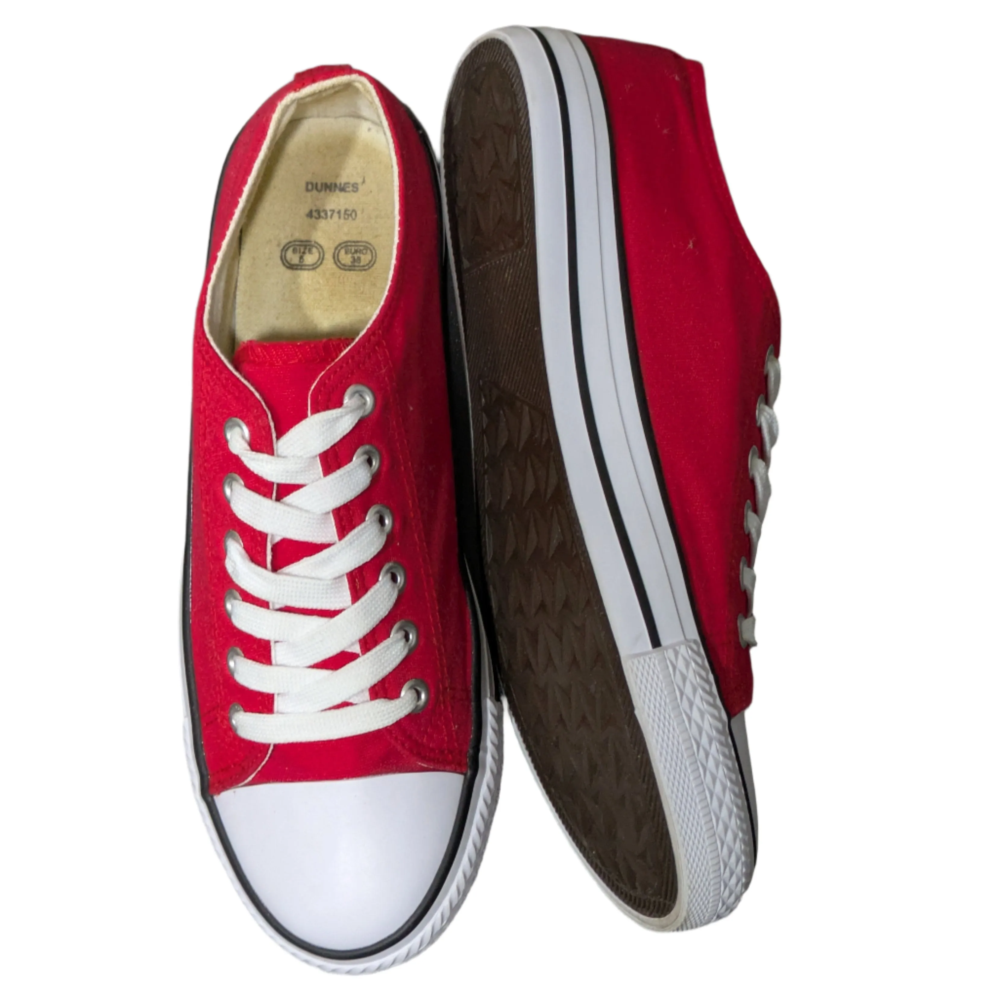 Red Canvas Trainers – Low Top Baseball Pumps Size UK 5 / EU 38 / US 7