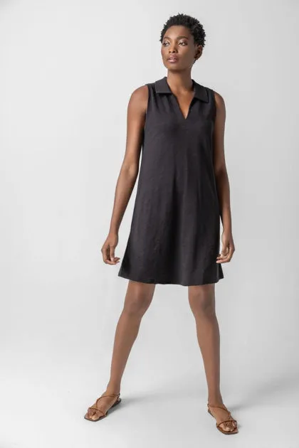 Sleeveless Collared Dress | Black