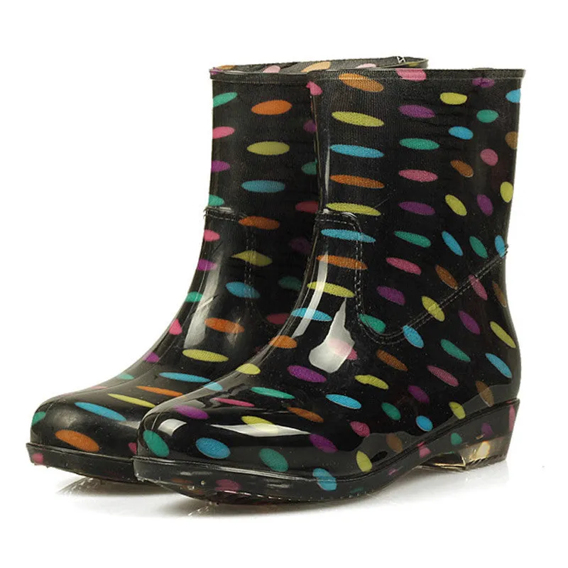 Women's Round Toe Colorful Rubber Boots