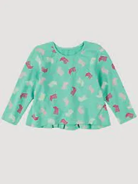 WRANGLER BABY GIRL LS COWBOY BOOT PRINT TOP